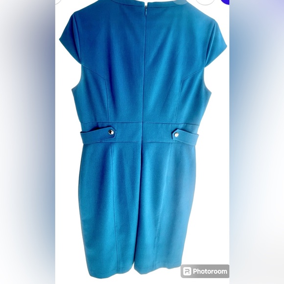 Andrew Marc Marc New York Dress Gorgeous Teal Slimming Cut Sz 10 Excellent Cond - Picture 3 of 11